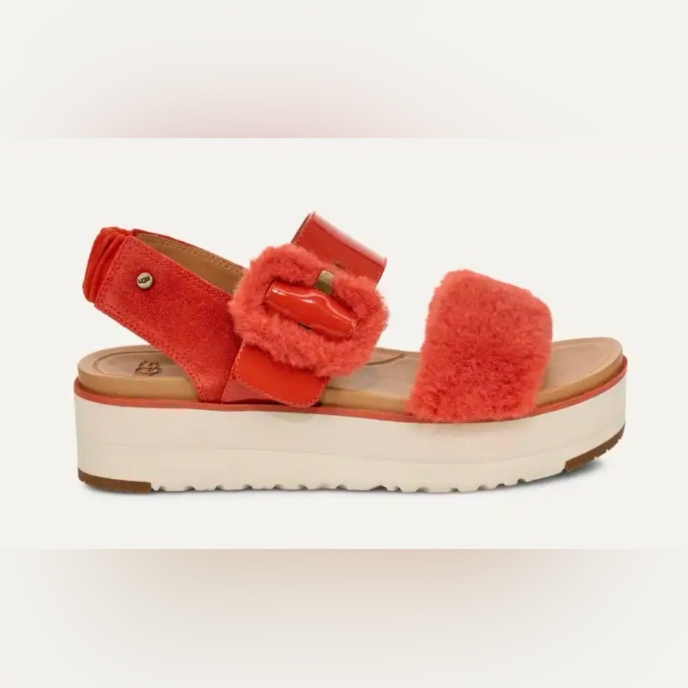 UGG Le Fluff Orange Platform Sandals Size 5.5